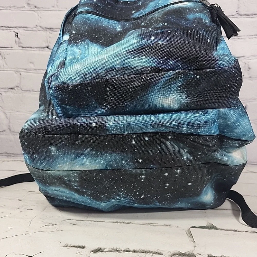 Jansport Trans Galaxy‎ Cosmic Backpack Large Blue Dual Pocket Laptop Book Bag